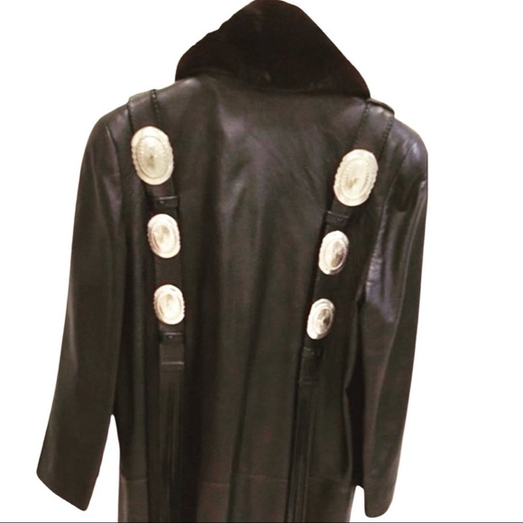 Vintage Becca Vedda Mink/Leather/Conch Trench Coat - Picture 4 of 8